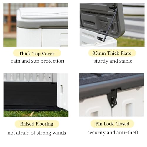 Image of ZZM Large 67 Cu.ft Waterproof Storage Shed, Outdoor Storage Cabinet,Durable Resin Sheds for Patio Furniture, Garden Tools, Pool Accessories, Mower Storage (Coffee)