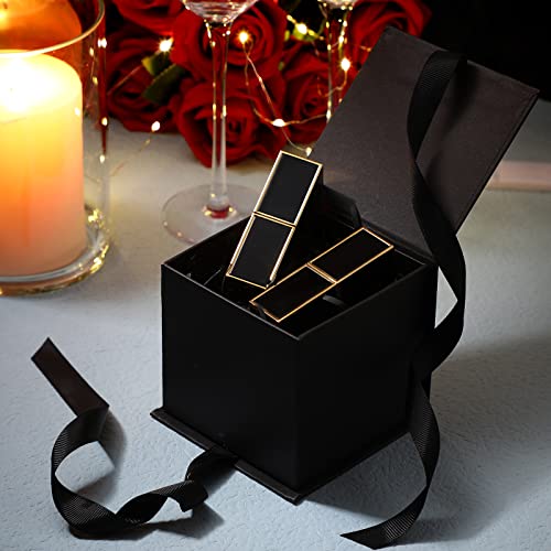 12 Pcs 4 In Small Gift Box With Lid, Ribbon Bow And Shredded Filler Gift Wrapping Paper Box For Weddings, Graduations, Birthday, Christmas, Bridesmaid Proposal Gifts (Black) #TOP5