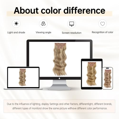 Vigorous Clip in Hair Extensions 4PCS Blonde mix Bleach Blonde Long Wavy Hairpieces 20Inch Hair Extensions Clip Ins Soft Synthetic Hairpieces for Women - Thumbnail 5