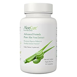 AloeCure Organic Aloe Vera Capsules, Trial Size (30 Capsules), Twice a Day, 130,000mg Equivalency, Supports Digestive…