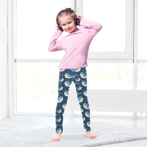 Wusikd Blue Whale Girls' Leggings Toddler Doodles Cute Kids Yoga Pants Dance Active Tights 4T4