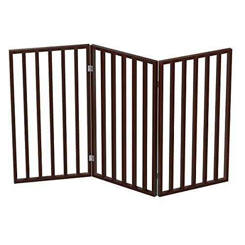 Indoor Pet Gate - 3-Panel Folding Dog Gate For Stairs Or Doorways - 54X32-Inch Tall Freestanding Pet Fence For Cats And Dogs By Petmaker (Brown) #TOP7