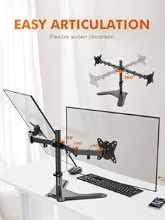 GRIFEMA Braccio Monitor Doppio per Schermi 13-32'', Supporto Doppio Monitor Altezza Regolabile, Base Allargata, Inclinazione, Girevole, Rotazione, Gestione dei Cavi, Fino a 10 kg, VESA 75/100mm