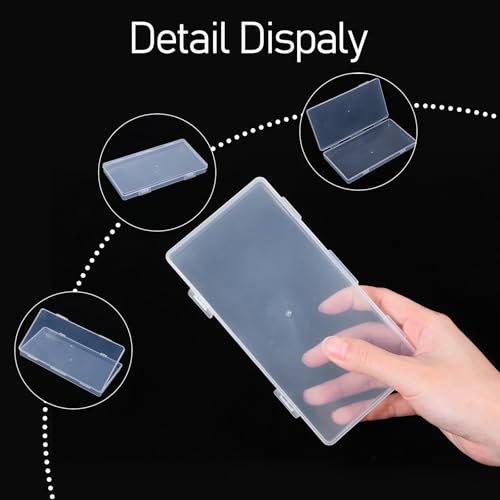 Image of Ptwola 3pcs Mini Plastic Storage Containers Box with Hinged Lid, 6.5x3.5 Inches Small Rectangle Dustproof Clear Beads Organizer Case for Collecting Craft Small Items Jewelry Business Cards Game Pieces