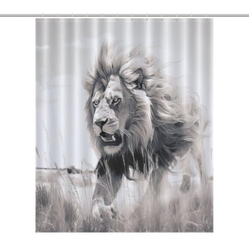 Rideau de douche lion tissu polyester lavable baignoire 152x183cm
