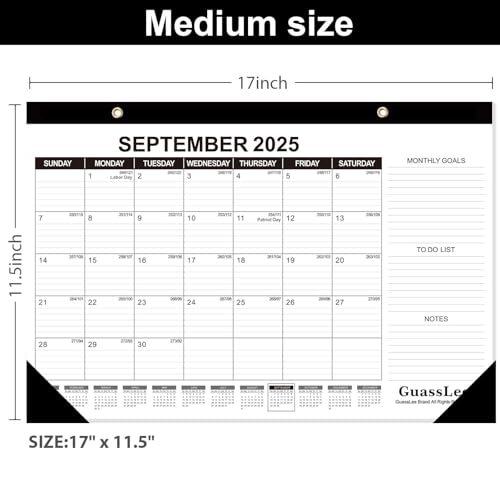 Image of GuassLee Desk Calendar 2026-19-Month Desktop Calendar 17 inch x 11.5 inch Academic Paper Planner from Sept. 2025 to Mar. 2027 with Julian Date, Monthly Goals, To-do List, Notes for Home School Office