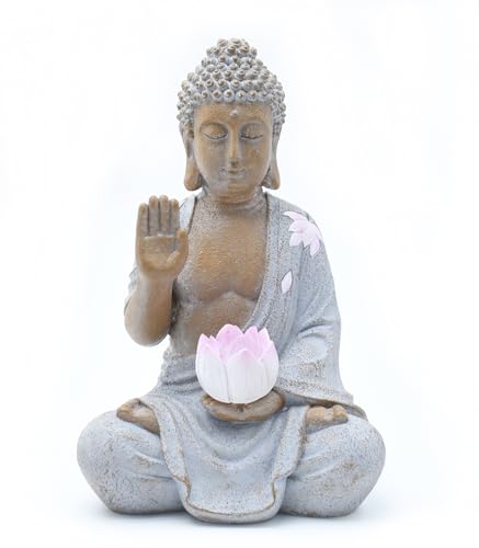 Yeomoo Buddha Figur mit Solar LED Lotus Gartendeko - Wetterfeste Meditation Gartenfiguren Deko für Zen Garten Wohnzimmer Feng Shui Spirituelle Geschenk für Frauen Mama Männer 27CM Terrasse Dekoration Yeomoo Buddha Figur mit Solar LED Lotus Gartendeko - Wetterfeste Meditation Gartenfiguren Deko für Zen Garten Wohnzimmer Feng Shui Spirituelle Geschenk für Frauen Mama Männer 27CM Terrasse Dekoration