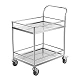 CLLXDZ Carrito Cocina con Ruedas de Acero Inoxidable, Carro Auxiliar con Ruedas, Camarera con Ruedas, para cocinas comerciales, Restaurantes, Hoteles y garajes(60x45cm/24x18in)