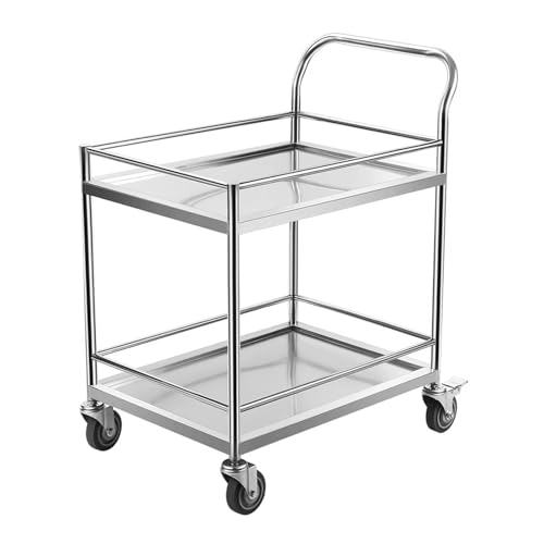 CLLXDZ Carrito Cocina con Ruedas de Acero Inoxidable, Carro Auxiliar con Ruedas, Camarera con Ruedas, para cocinas comerciales, Restaurantes, Hoteles y garajes(60x45cm/24x18in)