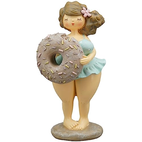 ETC witzige sommerliche Dekofigur Badenixe mit Wilder Frisur und Muffin oder Donut oder Eistüte (Blau)