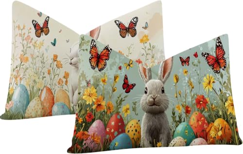 Image of Lpfieonn Plant Velvet Cushion Covers 30x50cm, Multicolor Pack of 2 Soft with Double Sided Print - Cushion Covers with Invisible Zipper, Ideal for Sofa, Living Room & Bedroom -6324