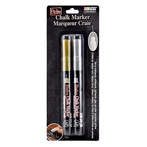 Marvy Uchida Bistro Marker 2 Pack Chalk Pen, Gold and Silver