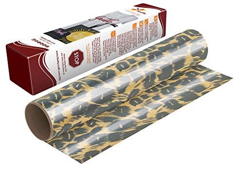 Firefly Craft Elastic Foil Leopard Print Heat Transfer Vinyl Sheet | Animal Print HTV Vinyl | Iron On Vinyl for Cricut and Silhouette | Heat Press Vinyl for Shirts - 12
