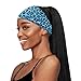 Psaytomey Women's Fashion Blue Leopard Print Sweatbands Headbands Sweat Hair Accessories 5 Pack Headbands for Women Sports Headband Men Long Hair
