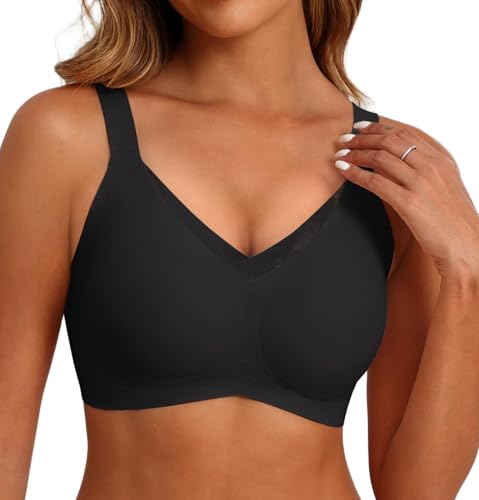 SHIJIALI 2026 Jelly Bras Women No Underwire Full Coverage V Mesh Supportive Seamless Wireless Bralettes Soft Lift T-Shirt Bra