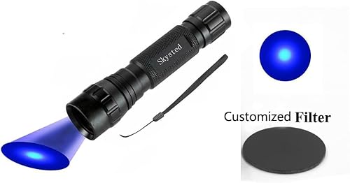 Miniatura 2 de Kit de linterna LED UV501B UV 365nm con filtro y batería recargable y cargador, luz negra portátil para manchas de orina de mascotas, pegamento UV