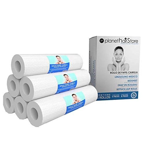 Rollo Papel Camilla PlanetHair Store® Alta Calidad 2 capas 70 metrosx60cms.(6 Rollos).Color Blanco. Ideal para Salones de Belleza, Clínicas de Fisioterapia, como Papel Camilla Masaje, Consulta Médica