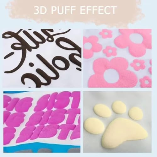 Image of HTVRONT Puff Vinyl Heat Transfer -10 inch x 6ft Beige 3D Puff Heat Transfer Vinyl Foaming Colorful Puffy Iron on Vinyl for T-Shirt- Cream Puff Htv Vinyl for Compatible with Cricut Cutting Machine