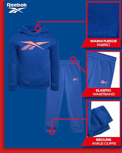 Reebok Baby Boys Pants Set - 2 Piece Pullover Hoodie and Joggers Jog Set - Cozy Fleece Play Wear Pant Sets for Toddler Sizes2