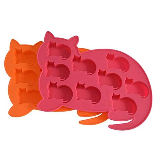 HUI JIN Lot de 2 moules à glaçons en Silicone en Forme de Chat Couleur aléatoire