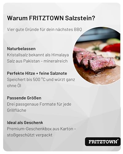 Salzstein Grill Fritztown Deluxe – 20x20x5 cm für intensiven Geschmack