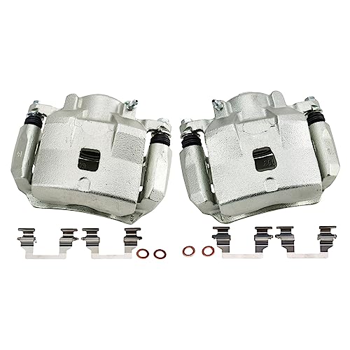 Image of TRQ Front Driver and Passenger Side Brake Caliper Set Caliper Brackets Compatible with 05-07 Chevrolet Cobalt with Rear Disc Brakes 08 Cobalt with Rear Disc Brakes with Single Piston Front Calipers