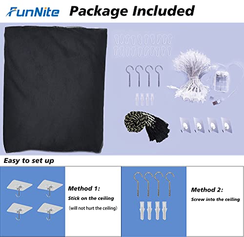 Black Canopy Bed Curtains With Lights Bedroom Decor 4 Corners Post Led Black Bed Canopy Gothic Room Decoration, 100Led Warm White Elegant Princess Canopy Tent Hanging For Girl Women Queen King Bed #TOP5