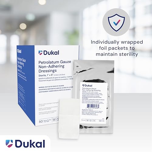 Dukal 210 Alba Petrolatum Gauze, Sterile, 1" Width x 8" Length, Pack of 50 miniatura 6