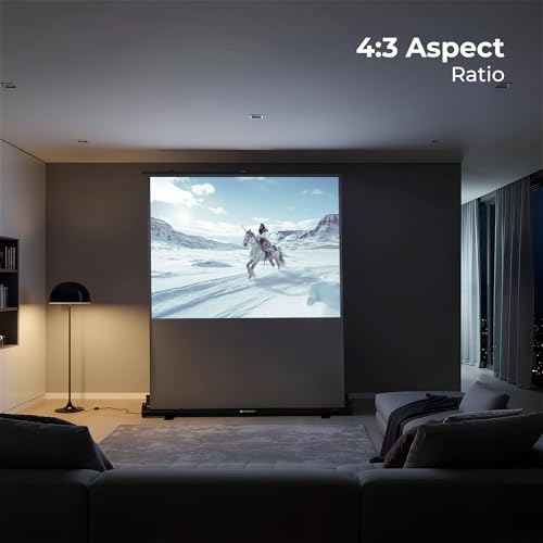 Image of Zebronics Floor Rising Projector Screen, 70-inch (177.8 cm), 4K Support, 4:3 Aspect Ratio, Wide Viewing Angle, Matte Finish, Black Backing, Durable Metal Housing (PSF70B)