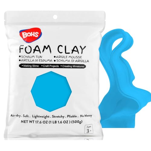 Image of BOHS Foam Clay, Sky Blue Air Dry Modeling Clay, 1.1 lb | Soft, lightweight; crack-free finish; EVA and polystyrene foam details; cosplay props, figurines, fake bakes and slime making