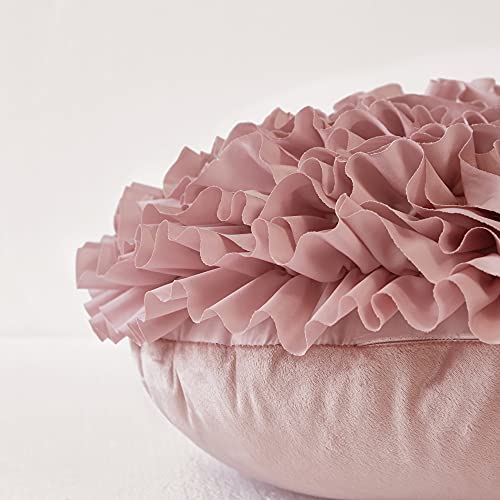 Foindtower 1 Piece Decorative Throw Pillow Covers Boho Cushion Cases Flower Pillowcases For Couch Bed Sofa Bedroom Décor Handmade 3D Floral Soft Farmhouse Round 18 Inch Pink #TOP1