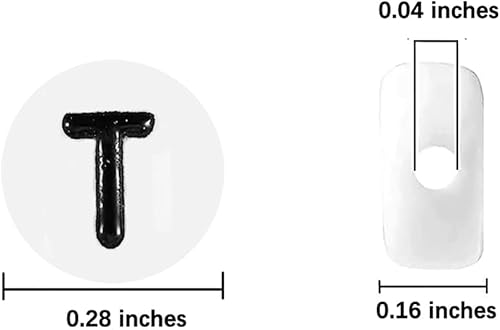 Miniatura 2 de Cuentas redondas de letras acrílicas de 0.157 x 0.276 pulgadas (0.157 x 0.276 in), cuentas T para hacer pulseras, llavero, joyería, bricolaje,