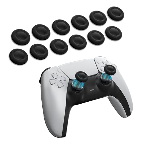 12-Pack Black Joystick Replacement Caps Compatible with PS4/PS5 - Non-Slip, Anti-Glue, Fingerprint-Proof Compatible with for Someone