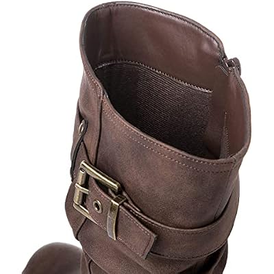 GLOBALWIN Women's Mid Calf Dress Boots Biker Motorcycle Riding Boots Women For Women