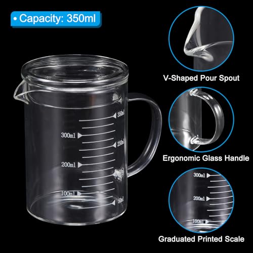 Vaso medidor de vidrio PATIKIL 350ml resistente miniatura 3