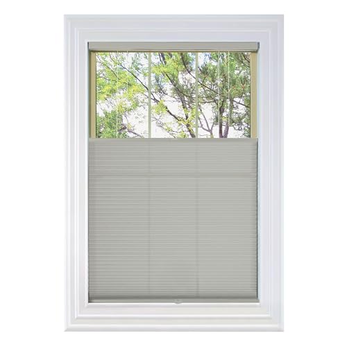BlindsAvenue Cordless Top Down Bottom Up Cellular Honeycomb Shade, 9/16" Single Cell, Light Filtering, Misty Gray, Size: 34.5" W x 72" H