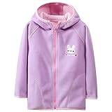 ANIMQUE Niños Bebé Chaqueta de Forro Polar con Capucha Niño Niña Pequeño Cremallera Abrigo Informal Cálido de Vestir Exteriores Primavera Otoño Invierno Transiciones Temporadas, Conejo Morado 90