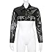 HeiBai Xiong Women's Leather Moto Jacket Goth Biker Crop Jacket Punk Cropped Jacket Coat Y2K E-girl Turn Down Neck