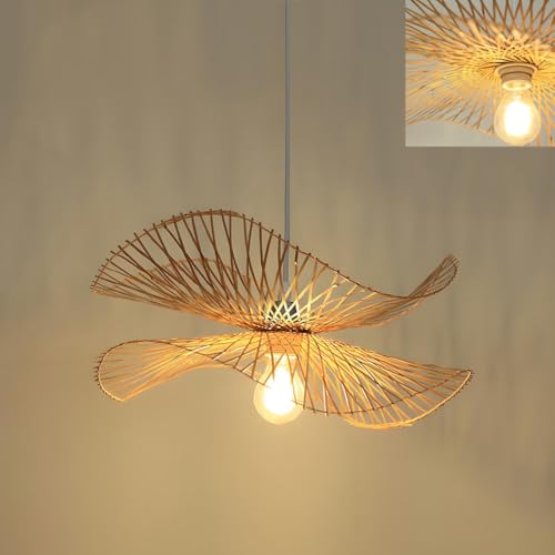 NOCHX Kreative Retro Stil Bambus Gewebt Pendelleuchte E27 Hand Gewebt...