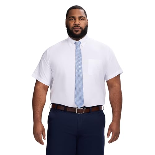 IZOD Men's Big and Tall Dress Shirt Oxford Short Sleeve All Over Stretch Button Down Collar