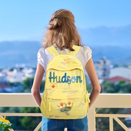 Pekdi Personalized Backpack Embroidered Name Aesthetic Backpack with Cotton Rope Woven Monogram Book Bag with Embroidery Pattern Lightweight Daypack Casual Travel Bag for Sports Dance Gym3