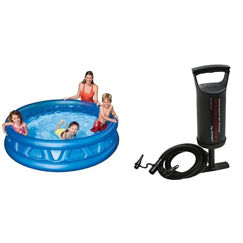 Image of Intex Ajmeri Soft PVC Pool for Kids, 6 Feet (Blue)&Intex High Output Air Balloon Pump, Multi Color