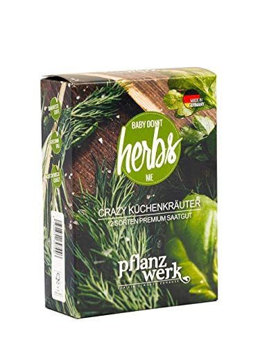 Pflanzwerk® Pflanzkübel Kräuter Samen Set - 12 Sorten Crazy Küchenkräuter - Premium SAATGUT Gartenkräuter für Kräutergarten *100% Made IN Germany *...
