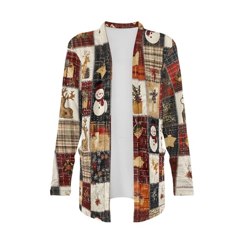 Image of Fall Maple Leaf Cardigan Sweaters for Women Long Sleeve Cardigan Soft Drape Open Front Dusters V-Neck Jackets Dressy