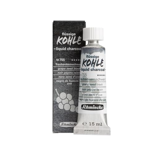 Schmincke - Liquid Charcoal grape seed black 15 ml 18 755 006 for charcoal painting charcoal drawing and underpainting vegan