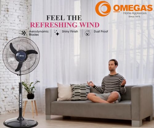 Image of Omega's Bullet fan 16 inch | Hi Speed | Aerodynamic Blades | Heavy Duty Motor | Sturdy Grip | 2400 RPM | Sweep:400 mm (Mettalic Grey)