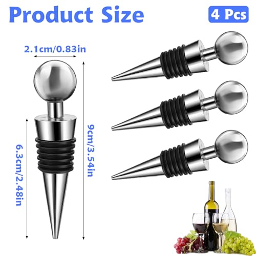 Teaaha 584984_1_VVJSVQJK 4 Set Wine Stoppers Vacuum Aluminium Silicone Wine Bottle Stopper Reusable, Leak-Proof Wine Corks Caps For Bar, Party, Camping, And Wedding thumb #1