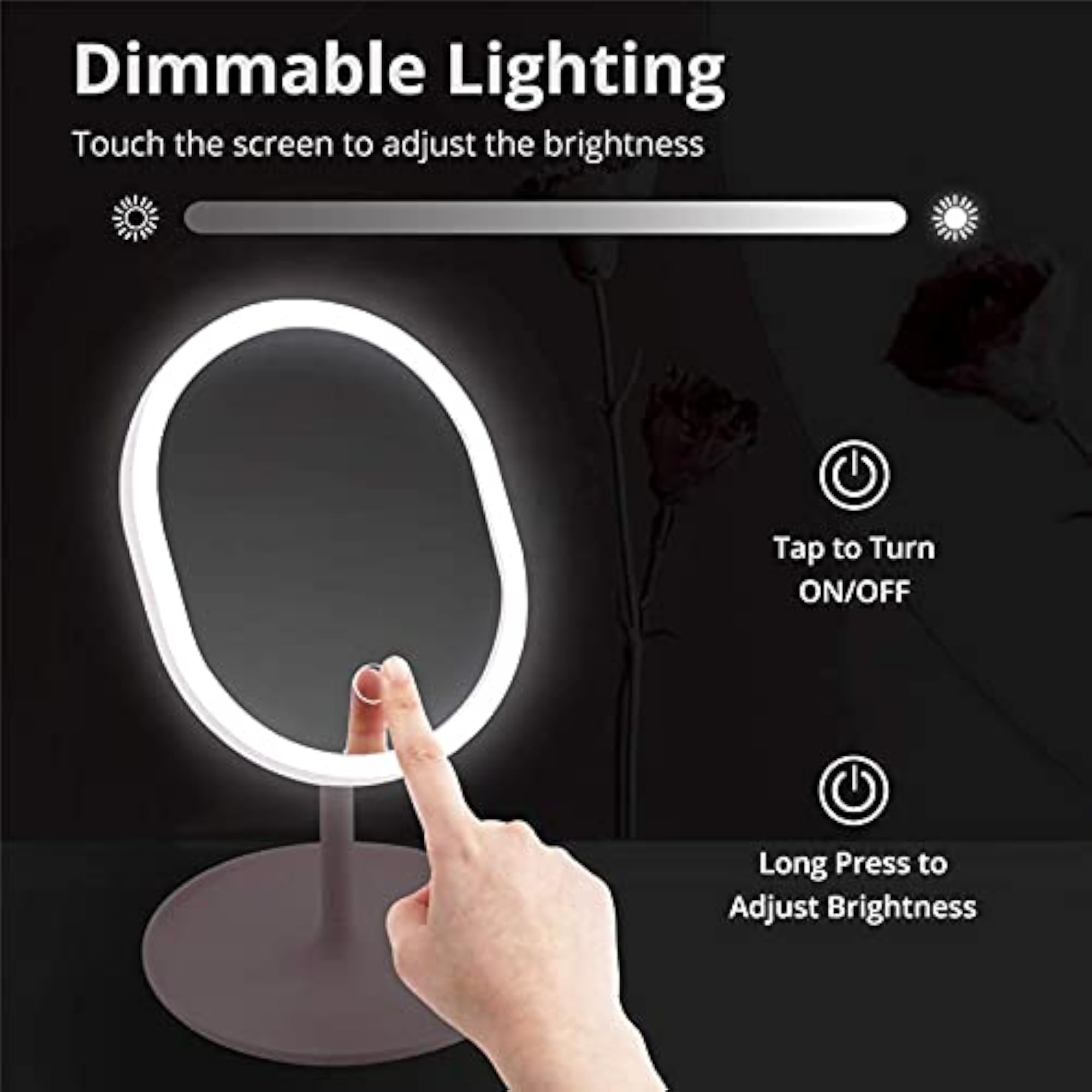 Adjustable Round USB Rechargeable Vanity Mirror with LED Light