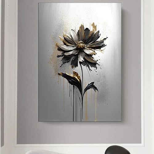 Toile abstraite moderne de fleurs 50x70cm pour salon