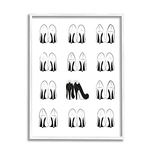 Image of 'Bold Bow Heels Standout Glam Fashion Shoes'| Framed Giclee Art | Stupell Industries | White, 11 x 14 Inches, Easy to Hang and Sturdy, Made in USA, by Martina Pavlova